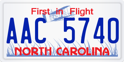 NC license plate AAC5740