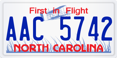 NC license plate AAC5742