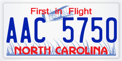 NC license plate AAC5750