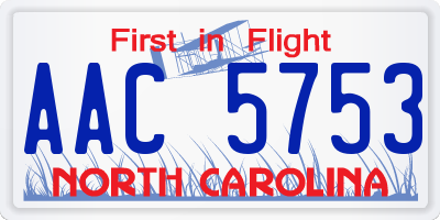 NC license plate AAC5753