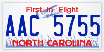 NC license plate AAC5755