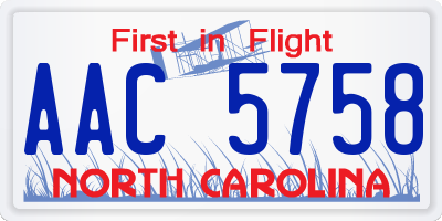 NC license plate AAC5758