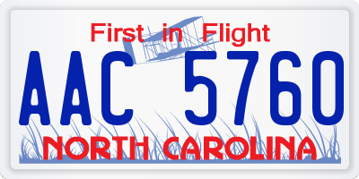 NC license plate AAC5760