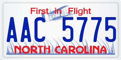 NC license plate AAC5775