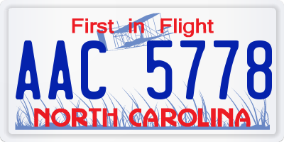 NC license plate AAC5778