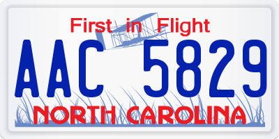 NC license plate AAC5829