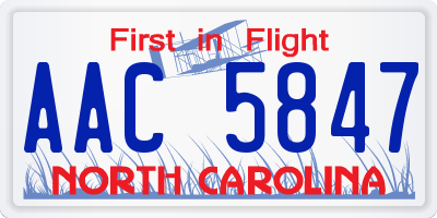 NC license plate AAC5847