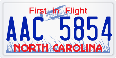 NC license plate AAC5854