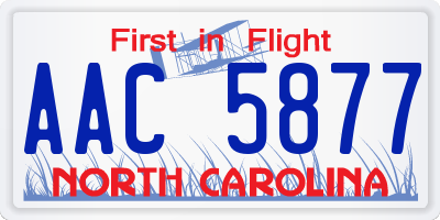 NC license plate AAC5877