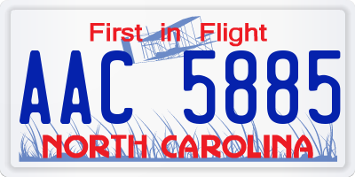 NC license plate AAC5885