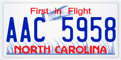NC license plate AAC5958