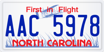 NC license plate AAC5978
