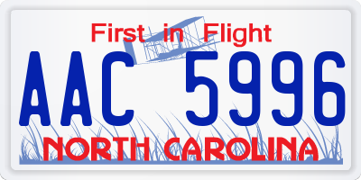 NC license plate AAC5996