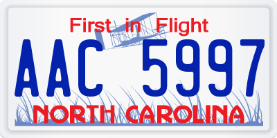 NC license plate AAC5997