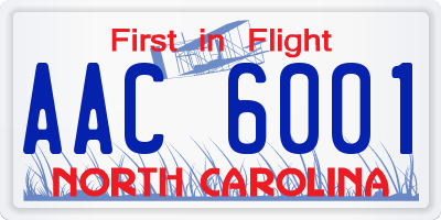 NC license plate AAC6001