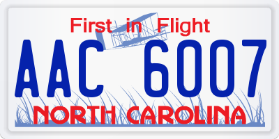 NC license plate AAC6007