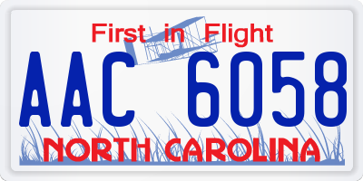 NC license plate AAC6058