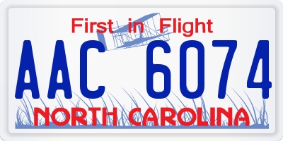 NC license plate AAC6074