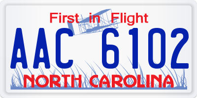 NC license plate AAC6102