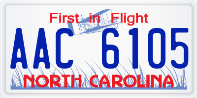 NC license plate AAC6105