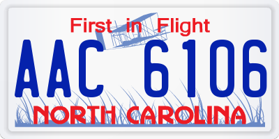 NC license plate AAC6106