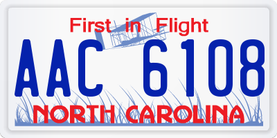 NC license plate AAC6108