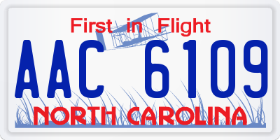 NC license plate AAC6109