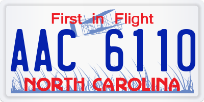NC license plate AAC6110