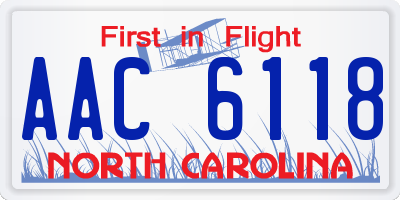 NC license plate AAC6118