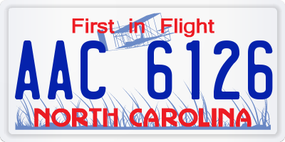 NC license plate AAC6126