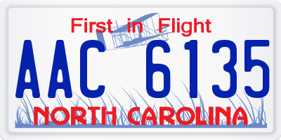 NC license plate AAC6135