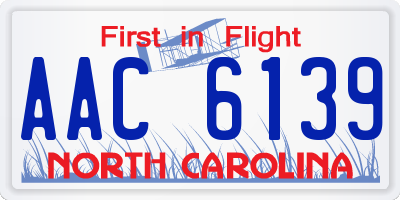 NC license plate AAC6139