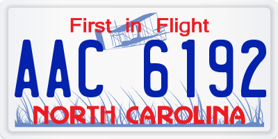 NC license plate AAC6192