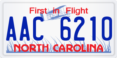 NC license plate AAC6210