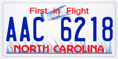 NC license plate AAC6218