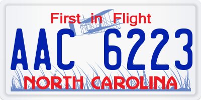 NC license plate AAC6223