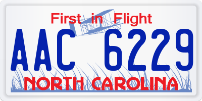 NC license plate AAC6229