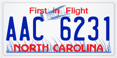 NC license plate AAC6231