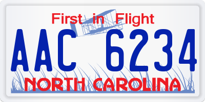 NC license plate AAC6234