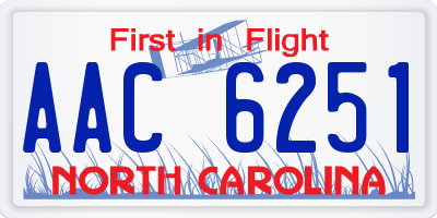 NC license plate AAC6251