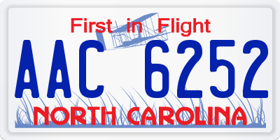 NC license plate AAC6252