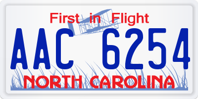 NC license plate AAC6254