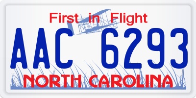 NC license plate AAC6293