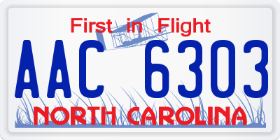 NC license plate AAC6303