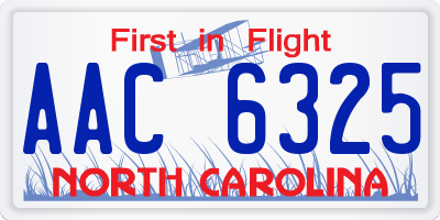 NC license plate AAC6325