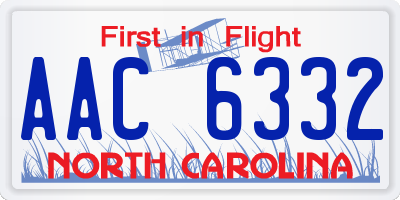 NC license plate AAC6332
