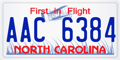 NC license plate AAC6384