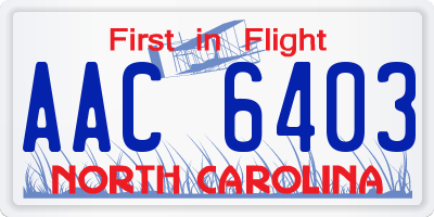 NC license plate AAC6403