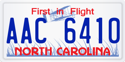 NC license plate AAC6410