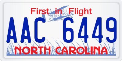 NC license plate AAC6449